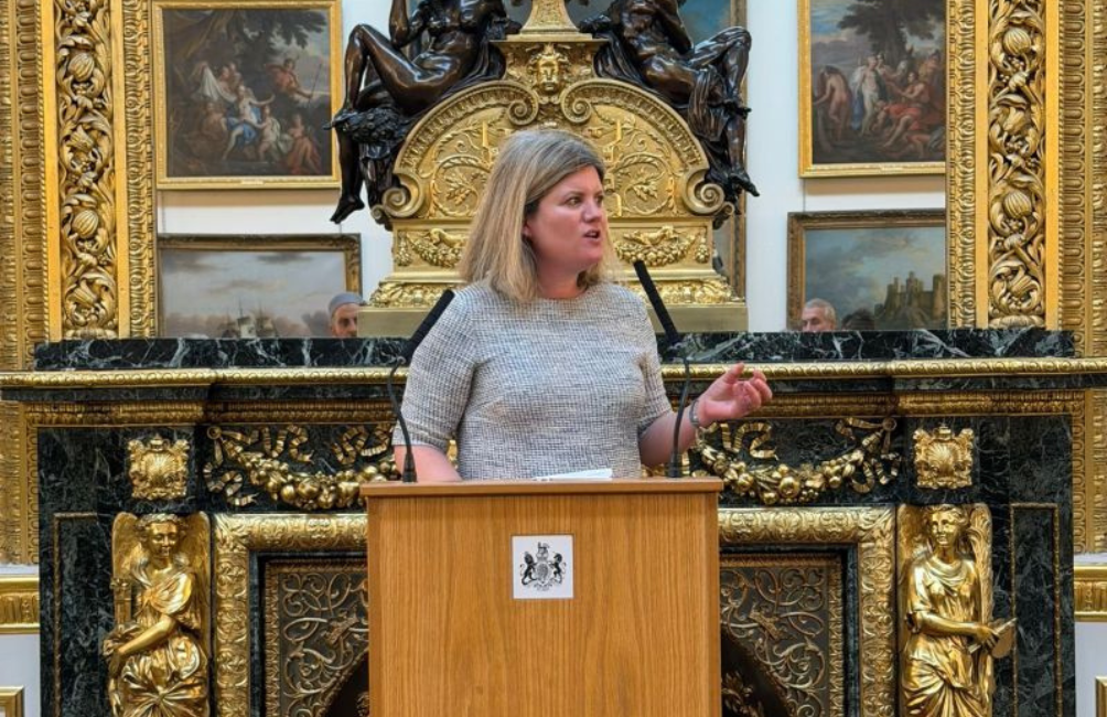 Emily Bolton speaking at Lancaster House